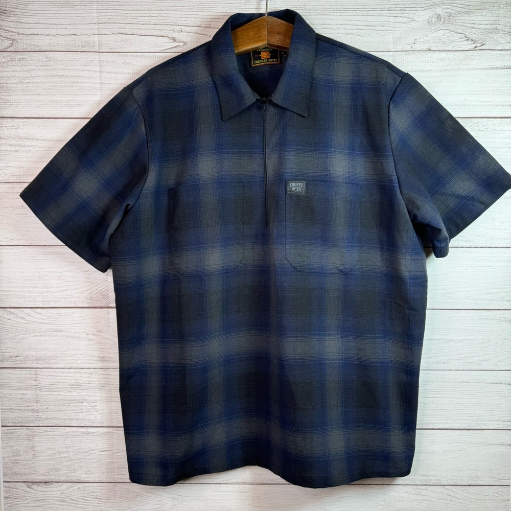 Fb county half zip shirt sleeve flannel size L